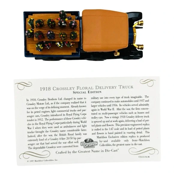 Matchbox 1918 Crossley Sherwood Florist Special Edition Die Cast Delivery Truck